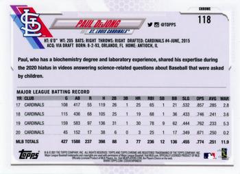 2021 Topps Chrome - Pink Refractor #118 Paul DeJong Back