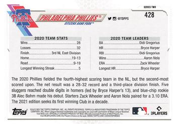 2021 Topps - Gold Star #428 Philadelphia Phillies Back