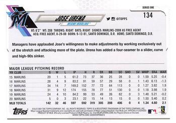 2021 Topps - Blue Star #134 Jose Urena Back