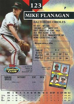 1993 Stadium Club #123 Mike Flanagan Back