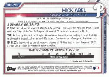 2021 Bowman Chrome - Prospects #BCP-219 Mick Abel Back