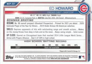 2021 Bowman Chrome - Prospects #BCP-221 Ed Howard Back