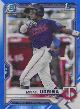 2021 Bowman Chrome - Prospects Blue Refractor #BCP-206 Misael Urbina Front