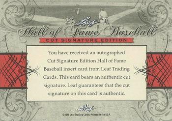 2018 Leaf Cut Signature Hall of Fame Baseball Edition #NNO Robin Roberts Back