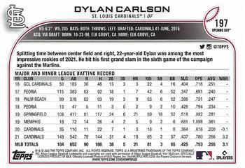 2022 Topps Opening Day #197 Dylan Carlson Back
