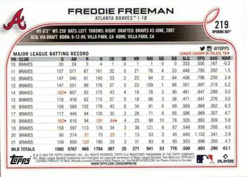 2022 Topps Opening Day #219 Freddie Freeman Back
