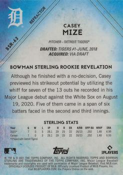 2021 Bowman Sterling - Refractor #BSR-63 Casey Mize Back