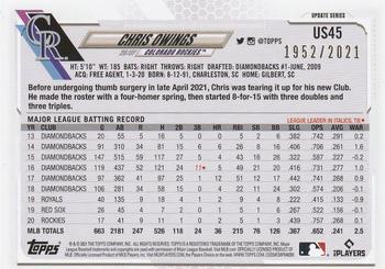 2021 Topps Update - Gold #US45 Chris Owings Back