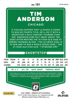 2021 Donruss Optic - Holo #181 Tim Anderson Back