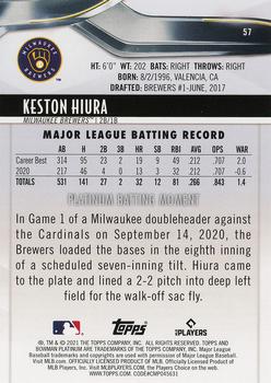 2021 Bowman Platinum #57 Keston Hiura Back