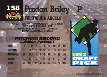 1993 Stadium Club Murphy #158 Paxton Briley Back