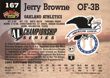 1993 Stadium Club Murphy #167 Jerry Browne Back
