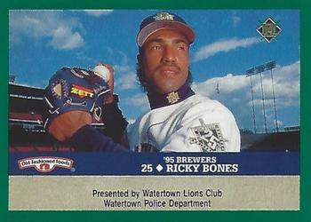 1995 Milwaukee Brewers Police - Watertown Lions Club, Watertown Police Department #NNO Ricky Bones Front