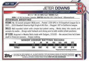 2021 Bowman Chrome - Prospects Mojo Refractor #BCP-169 Jeter Downs Back