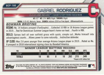 2021 Bowman Chrome - Prospects Mojo Refractor #BCP-180 Gabriel Rodriguez Back