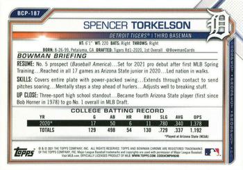 2021 Bowman Chrome - Prospects Mojo Refractor #BCP-187 Spencer Torkelson Back