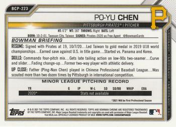 2021 Bowman Chrome - Prospects Mojo Refractor #BCP-223 Po-Yu Chen Back