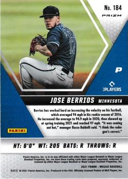 2021 Panini Mosaic - Blue Camo #184 Jose Berrios Back