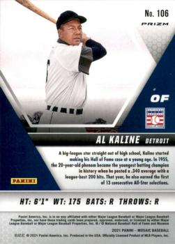 2021 Panini Mosaic - Choice Peacock #106 Al Kaline Back