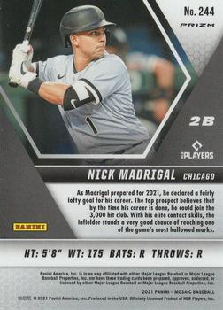 2021 Panini Mosaic - Reactive Yellow #244 Nick Madrigal Back