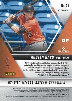 2021 Panini Mosaic - Choice Fusion Red & Yellow #71 Austin Hays Back