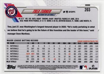 2021 Topps Chrome Sapphire Edition #203 Trea Turner Back