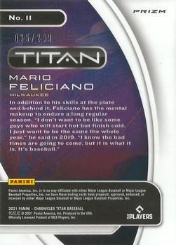 2021 Panini Chronicles - Titan Hyper #11 Mario Feliciano Back