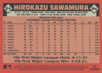 2021 Topps Update - 1986 Topps Baseball 35th Anniversary Chrome Silver Pack #86C-46 Hirokazu Sawamura Back