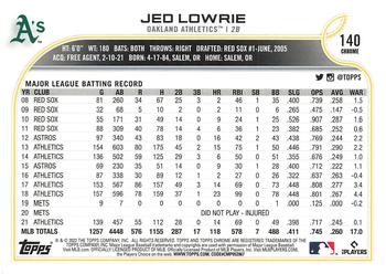 2022 Topps Chrome #140 Jed Lowrie Back