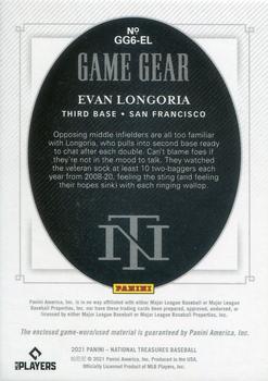 2021 Panini National Treasures - Game Gear Materials Eights Holo Silver #GG6-EL Evan Longoria Back