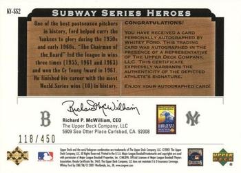 2001 Upper Deck - Hawaii Trade Conference Subway Series Heroes #KY-SS2 Whitey Ford Back