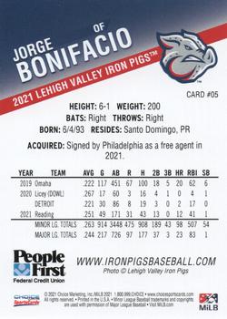 2021 Choice Lehigh Valley IronPigs Update #05 Jorge Bonifacio Back