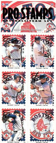 1996 Pro Stamps - Uncut Sheets #106-110 Mo Vaughn / Jose Canseco / Mike Greenwell / John Valentin / Roger Clemens / Red Sox Logo Front