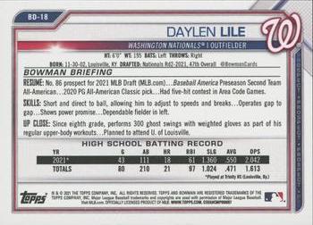 2021 Bowman Draft 1st Edition #BD-18 Daylen Lile Back