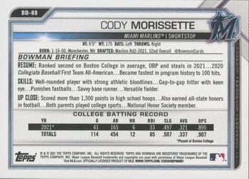 2021 Bowman Draft 1st Edition #BD-88 Cody Morissette Back