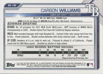 2021 Bowman Draft 1st Edition #BD-180 Carson Williams Back