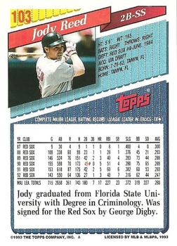 1993 Topps #103 Jody Reed Back