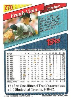 1993 Topps #270 Frank Viola Back