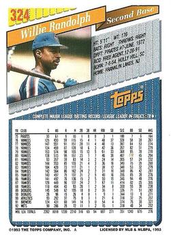 1993 Topps #324 Willie Randolph Back