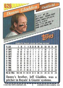 1993 Topps #626 Danny Gladden Back