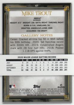 2021 Topps Gallery #51 Mike Trout Back