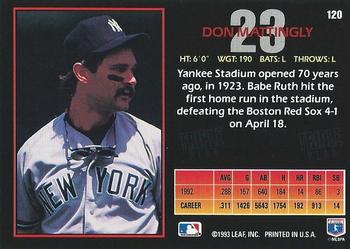 1993 Triple Play #120 Don Mattingly Back