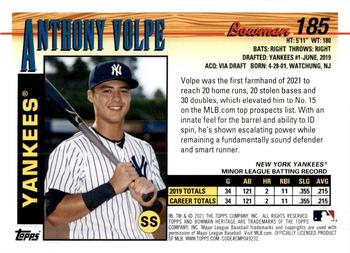 2021 Bowman Heritage #185 Anthony Volpe Back