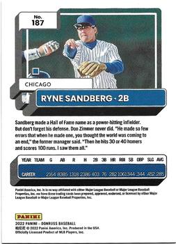 2022 Donruss #187 Ryne Sandberg Back