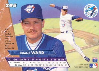 1993 Ultra #295 Duane Ward Back