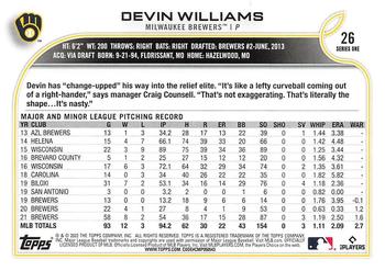 2022 Topps - Rainbow Foil #26 Devin Williams Back