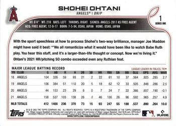 2022 Topps - Royal Blue #1 Shohei Ohtani Back