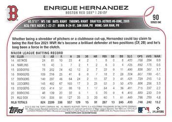 2022 Topps - Royal Blue #90 Enrique Hernandez Back