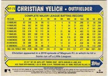 2022 Topps - 1987 Topps Baseball 35th Anniversary (Series One) #T87-71 Christian Yelich Back