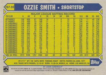 2022 Topps - 1987 Topps Baseball 35th Anniversary Blue (Series One) #T87-95 Ozzie Smith Back